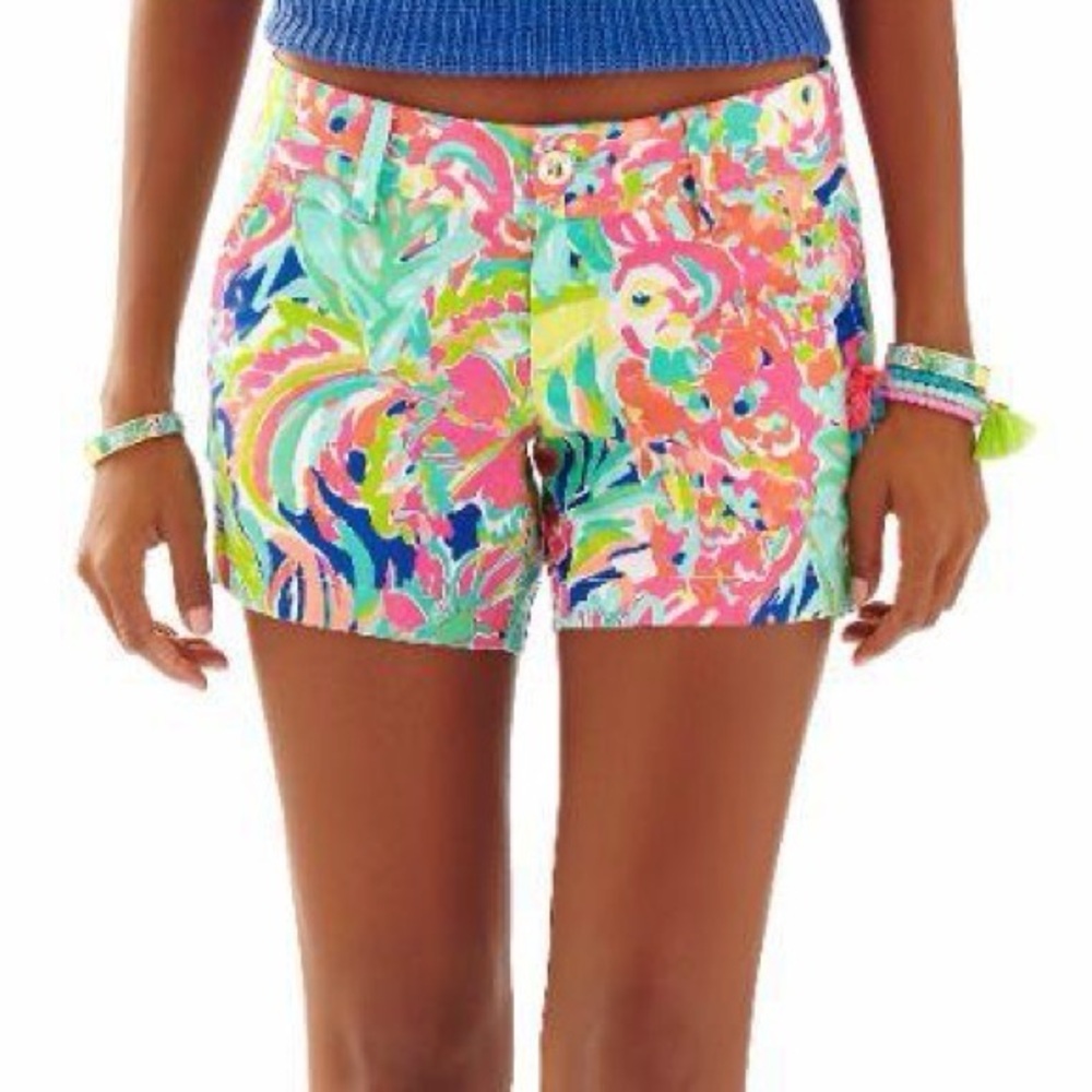 Lilly Pulitzer bright multicolored print 100% cotton The Callahan Short. sz 14